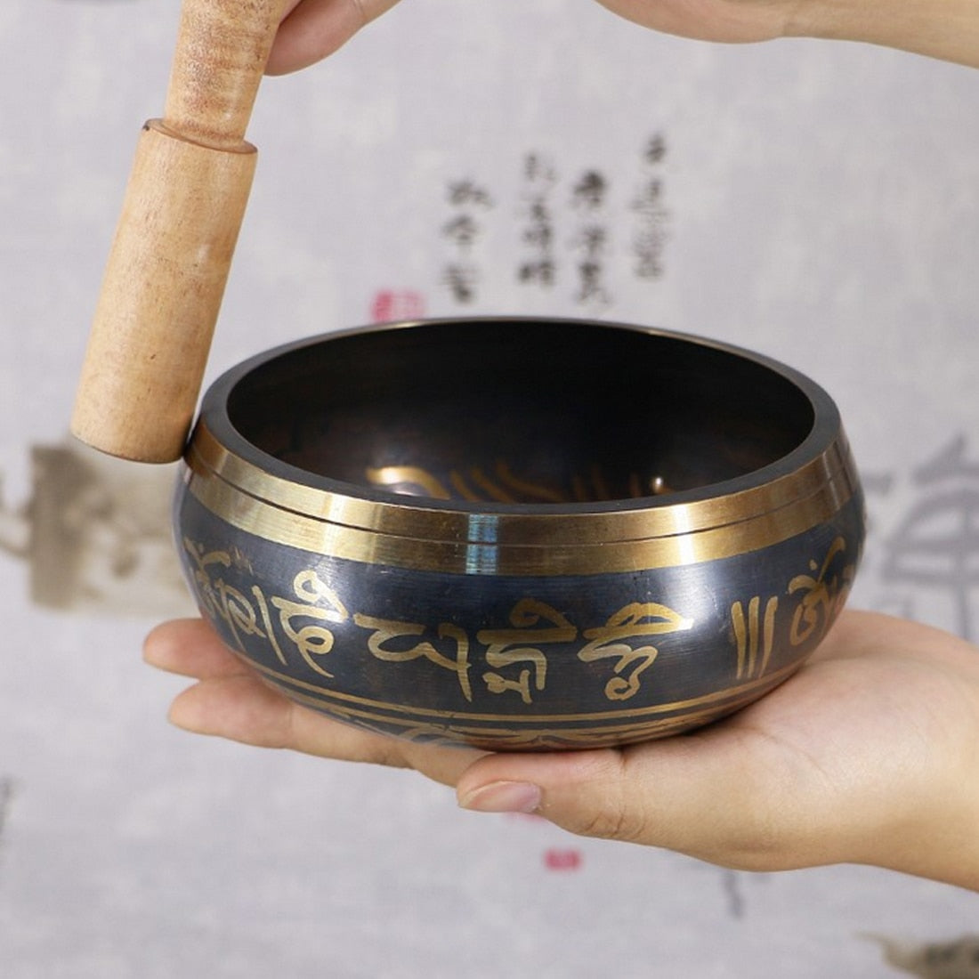 Tibetan Buddhist Singing Bowl With Symbols