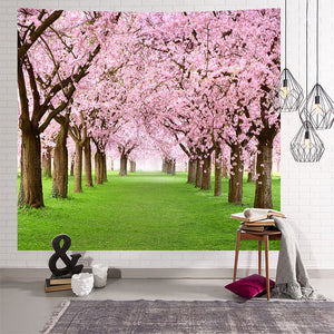 Japanese Cherry Blossom Wall Tapestry